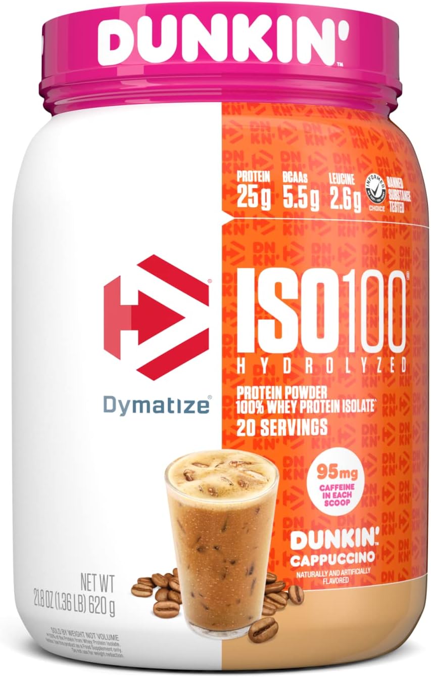 Proteína Iso100 Dunkin Dymatize Cappuccino 610 Gramos